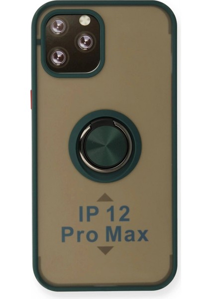 iPhone 12 Pro Max Kılıf Montreal Yüzüklü Silikon Kapak - Yeşil