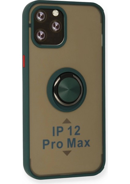 iPhone 12 Pro Max Kılıf Montreal Yüzüklü Silikon Kapak - Yeşil fiyatları