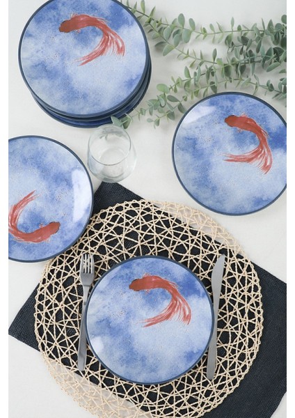 Mavi 20 cm Koi Pasta Tabağı, 6'lı Set, Şık ve Kullanışlı Tasarım