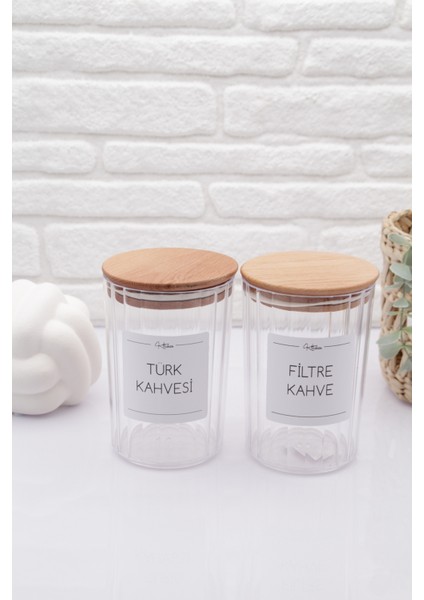Turkuaz Ahşap Kapaklı Oval Şeffaf Kahve Kavanozu 800ML
