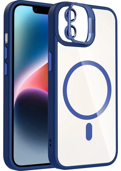 Apple iPhone 11 Remim Lensli Magsafe Standlı Kapak - Lacivert