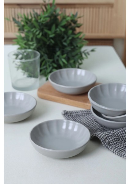 Mat Gri Sirius 12 cm Çerezlik ve Sosluk Takımı, 6 Adet