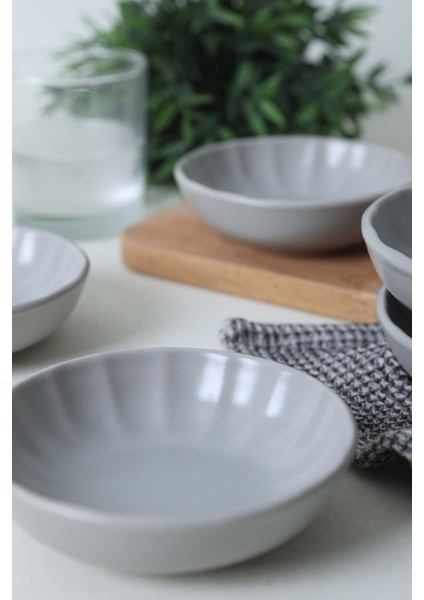 Mat Gri Sirius 12 cm Çerezlik ve Sosluk Takımı, 6 Adet modelleri