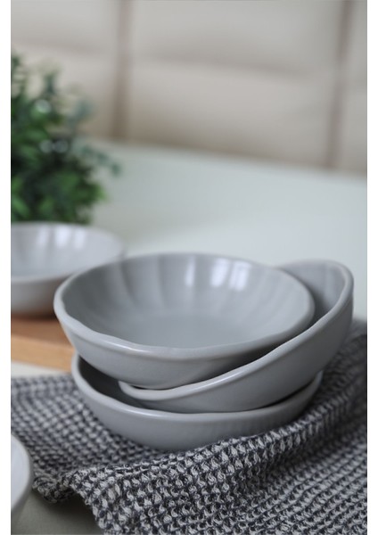 Mat Gri Sirius 12 cm Çerezlik ve Sosluk Takımı, 6 Adet fırsatları