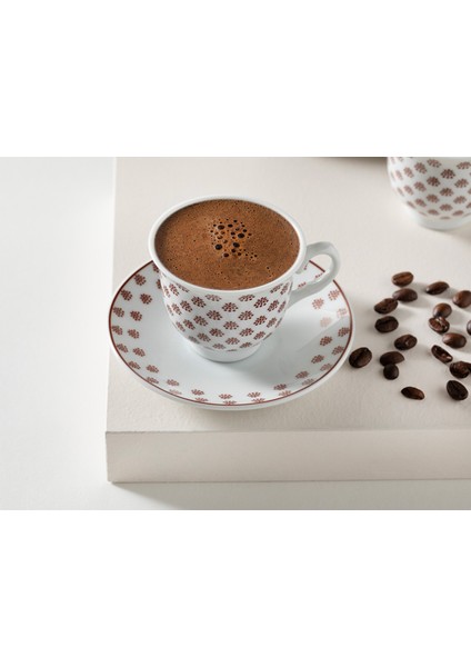 4 Parça Porselen Kahve Fincan Takımı, 80 Ml, 2 Kişilik, Şık Bordo Tasarım fiyatları