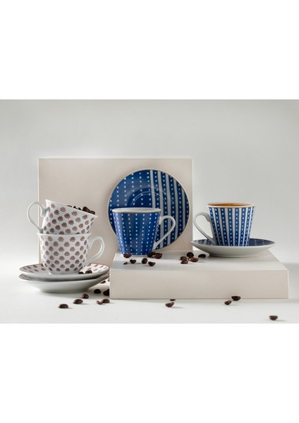 4 Parça Porselen Kahve Fincan Takımı, 80 Ml, 2 Kişilik, Şık Bordo Tasarım modelleri