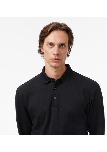 Erkek Siyah Classic Fit Uzun Kollu Polo Yaka T-Shirt K57024T.0TB fırsatları