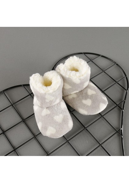 Kaydırmaz Tabanlı Kalp Baskılı Çocuk Bebek Panduf Unisex