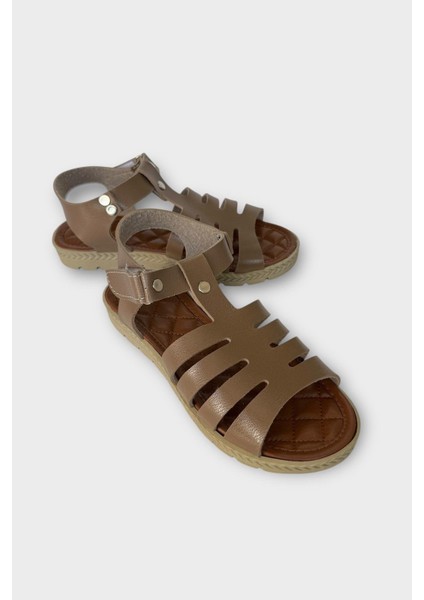 Kadın Cırtlı Önü ve Arkası Açık Yazlık Sandalet Vizon fiyatları