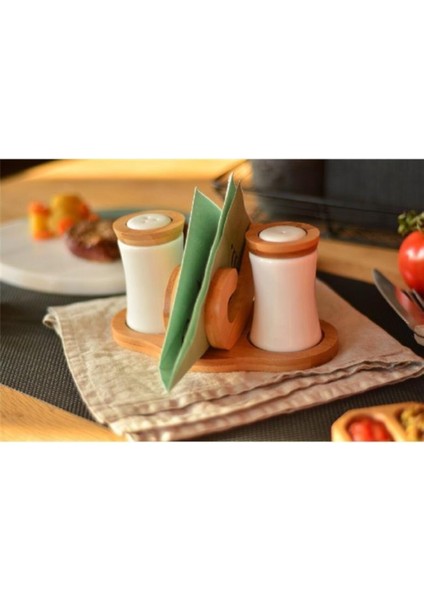 Beyaz Peçetelik ve Baharatlik Seti, Şık ve Kullanışlı Ev Aksesuarı fiyatları