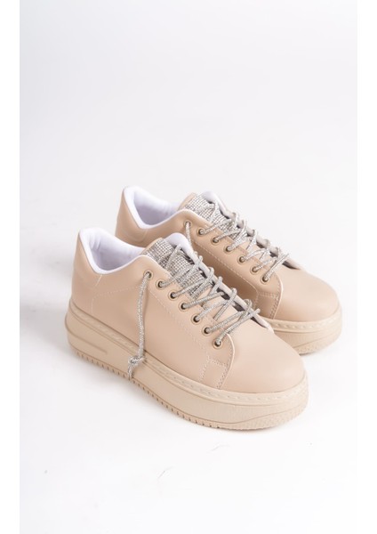 Della Bağcıklı Ortopedik Taban Taşlı Kadın Sneaker Spor Ayakkabı Ctt - Ten fırsatları