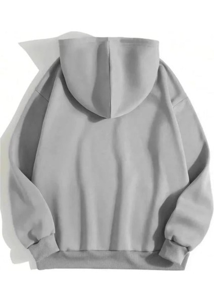 Erkek Düz Kapüşonlu Sweat - Boyalı Gri