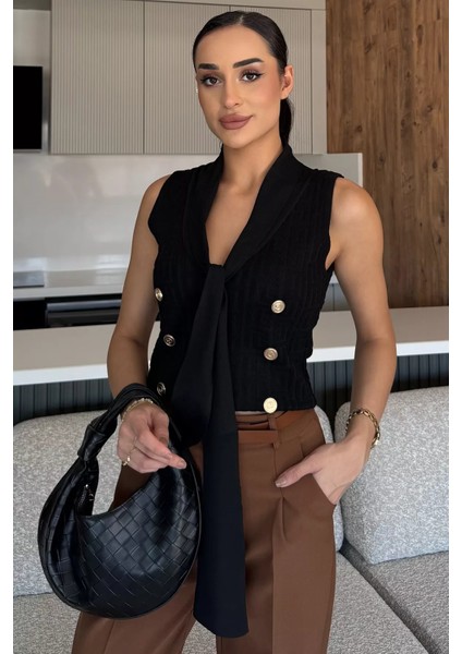 Ön Bağlamalı Triko Yelek P-00018222
