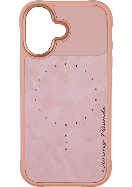 iPhone 17 Uyumlu Magsafe Özellikli Keten Kumaş Taş Detaylı Magnetic Fashion Kılıf 04