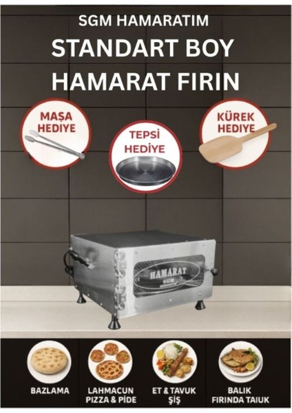 Mini 2000W Metalik Fırın, Bazlama, Lahmacun, Pide, Pizza, Et, Tavuk, Balık, Tandır