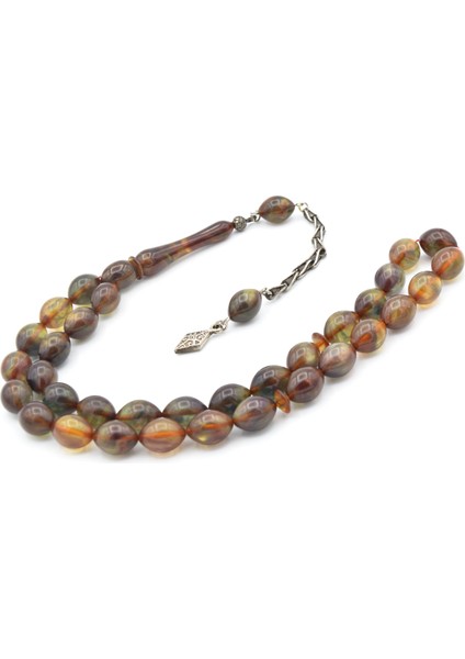 Gümüş Kaplama Kamçılı Colorist Sedefli Sıkma Kehribar Tesbih 002 fiyatları