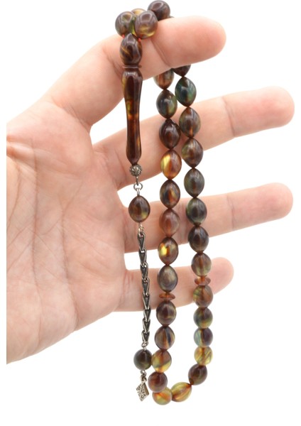 Gümüş Kaplama Kamçılı Colorist Sedefli Sıkma Kehribar Tesbih 002 modelleri