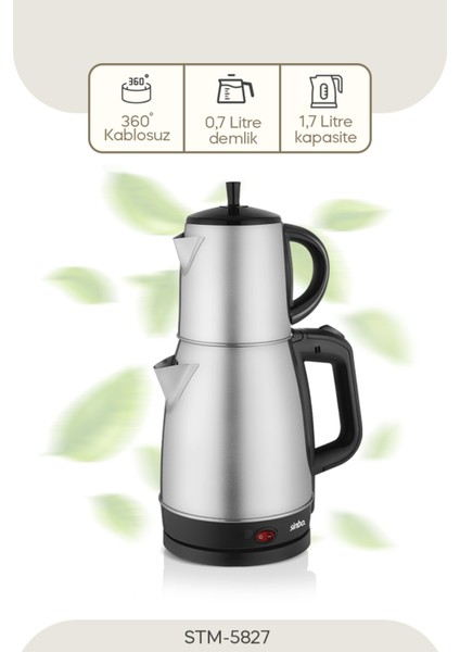 Gri Renkli Pratik Çay ve Sıcak Su Makinesi STM-5827