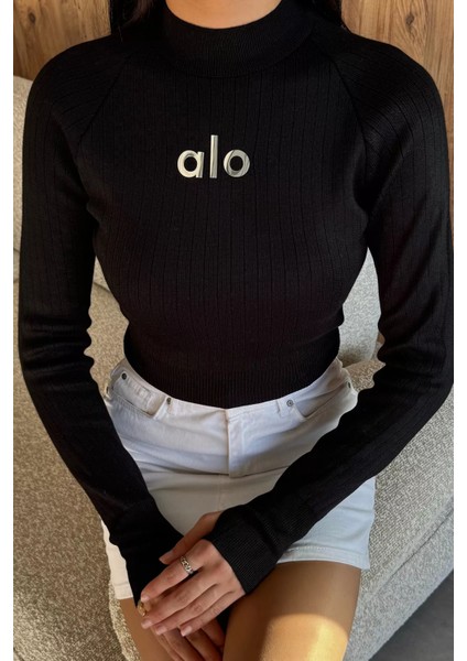 Ön Baskılı Crop Top Triko Bluz (S,m,l Uyumludur) P-00018189