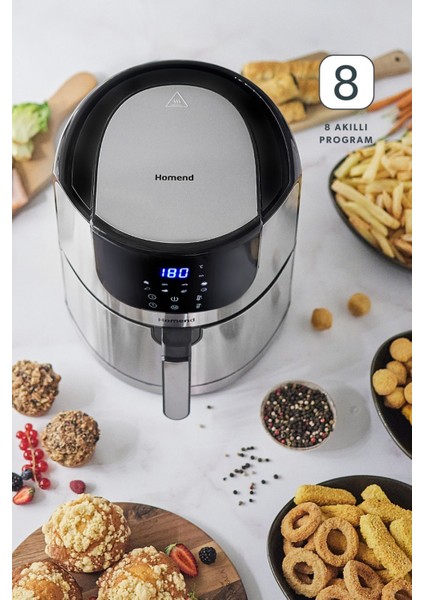 8 Programlı 5l Dokunmatik Fritöz, Inox, Siyah, Sağlıklı ve Pratik Kullanım indirimleri