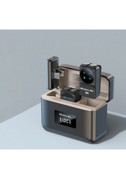 Q12 Iphone ve Android Uyumlu Kablosuz Yaka Mikrofonu Göstergeli LED Şarj Kutulu Gürültü Azaltma modelleri