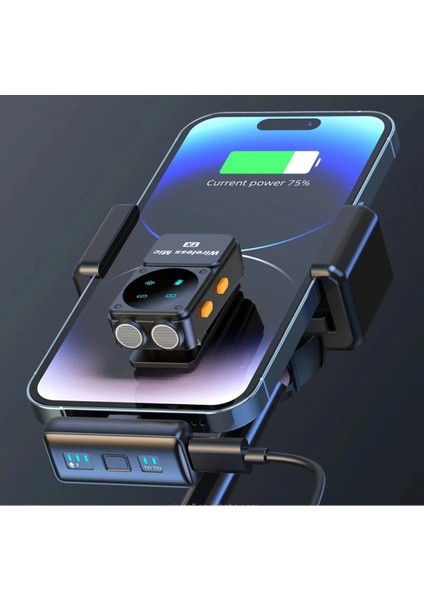 Q12 Iphone ve Android Uyumlu Kablosuz Yaka Mikrofonu Göstergeli LED Şarj Kutulu Gürültü Azaltma fırsatları