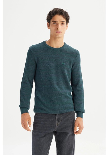 Pamuklu Regular Fit Bisiklet Yaka Logolu Kazak Erkek Kazak L2520364 405