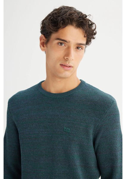 Pamuklu Regular Fit Bisiklet Yaka Logolu Kazak Erkek Kazak L2520364 405 fırsatları