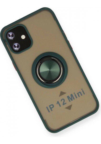 iPhone 12 Mini Kılıf Montreal Yüzüklü Silikon Kapak - Yeşil modelleri