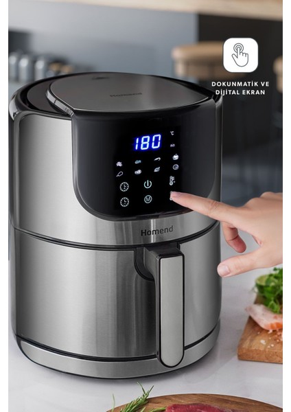8 Programlı, 5 Litre, Dokunmatik Ekranlı, Siyah Fritöz Inox fiyatları