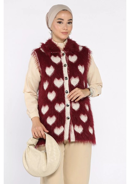 Kadın Kalpli Sakallı Triko Yelek (S-M-L Uyumludur) P-00018368 fiyatları