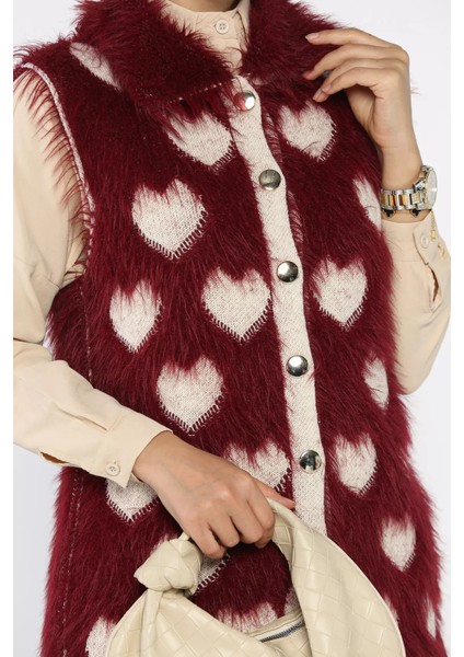 Kadın Kalpli Sakallı Triko Yelek (S-M-L Uyumludur) P-00018368 fırsatları