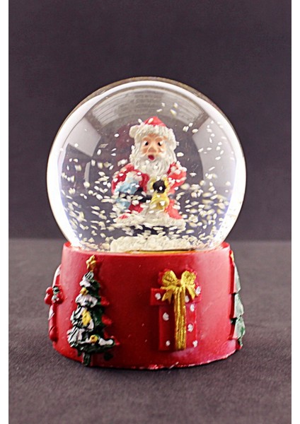 Yeni Yıl 2023 Noel Baba Tasarımlı 9 cm Orta Boy Işıklı Kar Küresi 2b