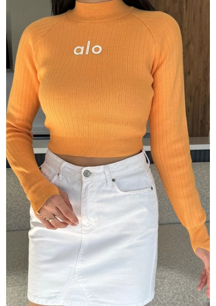 Ön Baskılı Crop Top Triko Bluz (S,m,l Uyumludur) P-00018189 modelleri