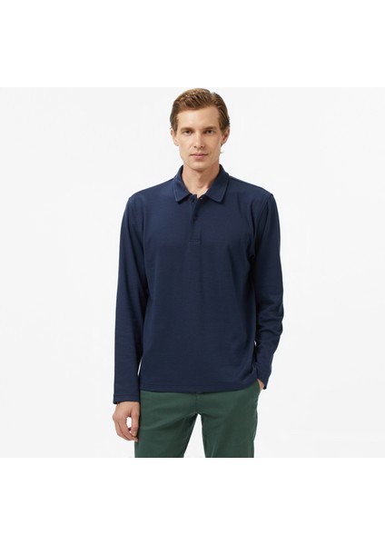 Erkek Lacivert Classic Fit Uzun Kollu Polo Yaka T-Shirt K57018T.4NV