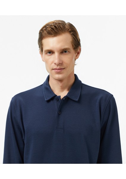 Erkek Lacivert Classic Fit Uzun Kollu Polo Yaka T-Shirt K57018T.4NV fırsatları