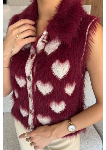 Sakallı Kalpli Kadın Triko Yelek (S-M-L Uyumludur) P-00018369 modelleri