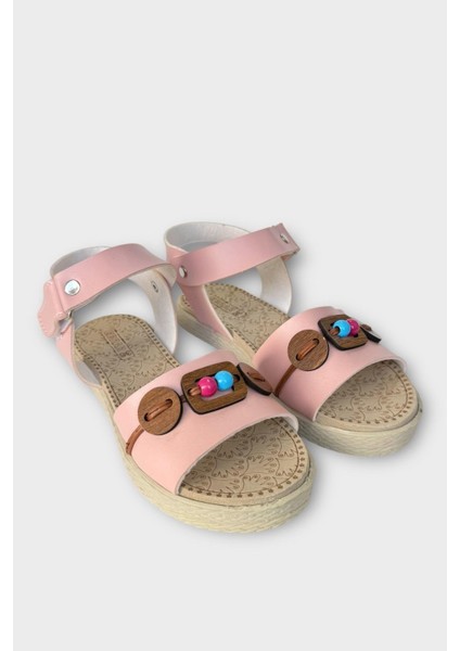 Lastikli Boncuk Detaylı Günlük Kadın Sandalet Pudra - Taba fiyatları