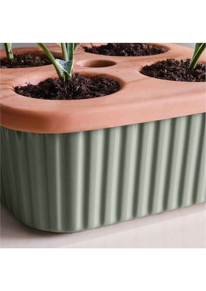 Saksı, Terakotta-Yeşil, 22X22 cm fırsatları