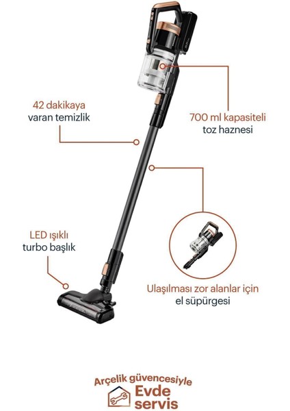 25.2V Kablosuz Dikey Süpürge, Güçlü ve Hafif Temizlik Aracı