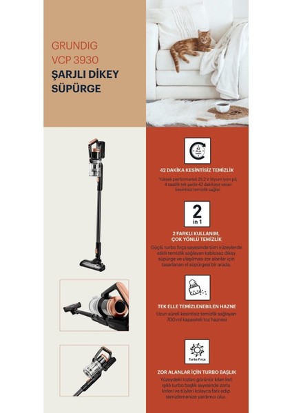 25.2V Kablosuz Dikey Süpürge, Güçlü ve Hafif Temizlik Aracı
