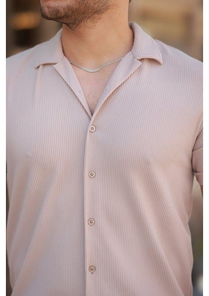 Erkek Ottoman Kumaş Apaj Yaka Kısa Kollu Gömlek modelleri