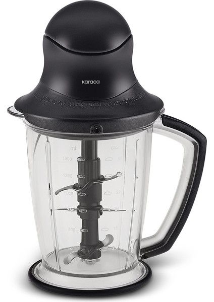 6 Bıçaklı Çok Fonksiyonlu Doğrayıcı, Buz Kırıcı, Ergonomik, 1000W, Parlak Siyah