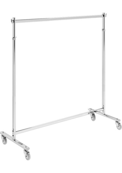 Frenli Tekerlekli Krom Stand Askılık, Bej, Şık ve Kullanışlı Mağaza Düzeni Sağlar