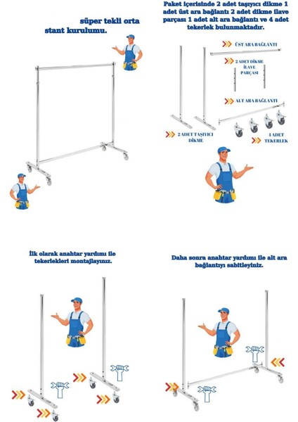 Frenli Tekerlekli Krom Stand Askılık, Bej, Şık ve Kullanışlı Mağaza Düzeni Sağlar fırsatları