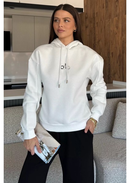Kadın Kapüşonlu Baskılı Şardonlu Sweatshirt P-00018412 fiyatları