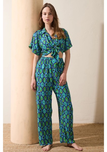 Anıl 11636 Kadın Kısa Kol Gömlek ve Pantolon Takım