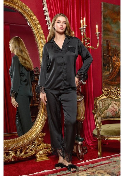 Aqua 26358 Saten Dantelli Gömlek Pijama Takımı modelleri
