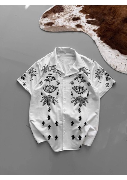Iki Iplik Kumaş Baskılı Gömlek - Beyaz fiyatları