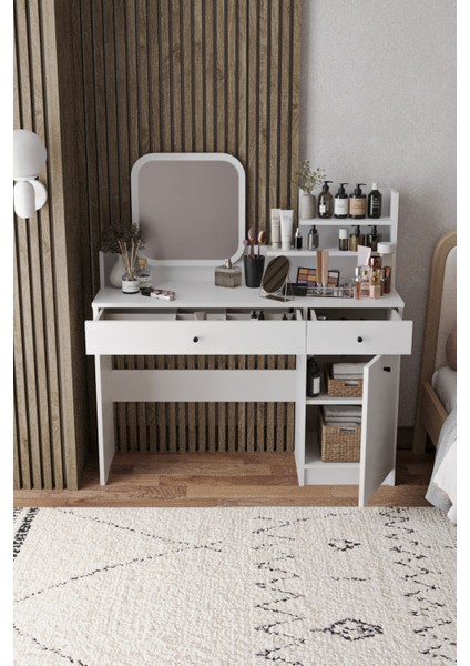 Harmony Iki Çekmeceli Makyaj Masası (Kare Aynalı)